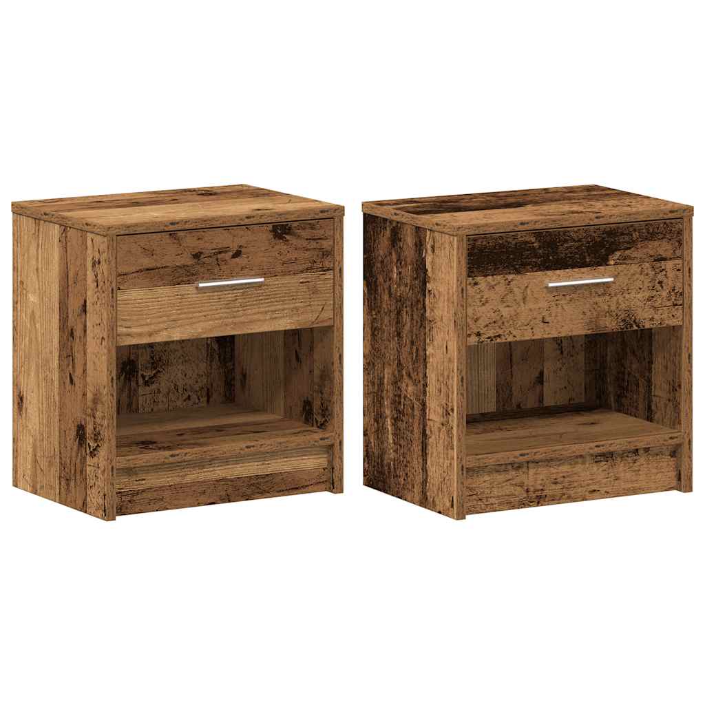 vidaXL Bedside Cabinets 2 pcs with Drawer Old Wood 39x28x41 cm 2