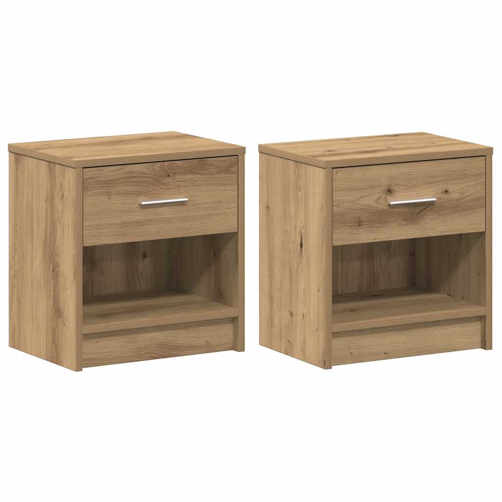 vidaXL Bedside Cabinets 2 pcs with Drawer Artisan Oak 39x28x41 cm 2