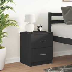 vidaXL Bedside Cabinet with 2 Drawers Black 40x36x50 cm 3