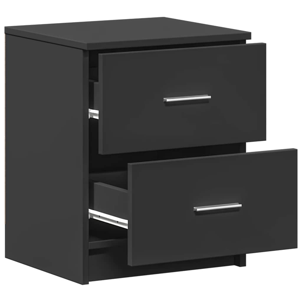 vidaXL Bedside Cabinet with 2 Drawers Black 40x36x50 cm 5