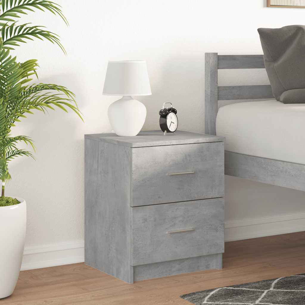 vidaXL Bedside Cabinet with 2 Drawers Concrete Grey 40x36x50 cm 3