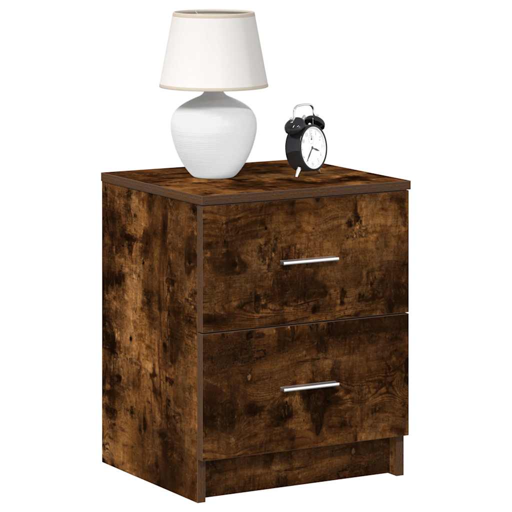 vidaXL Bedside Cabinets 2 pcs with 2 Drawers Smoked Oak 40x36x50 cm 1