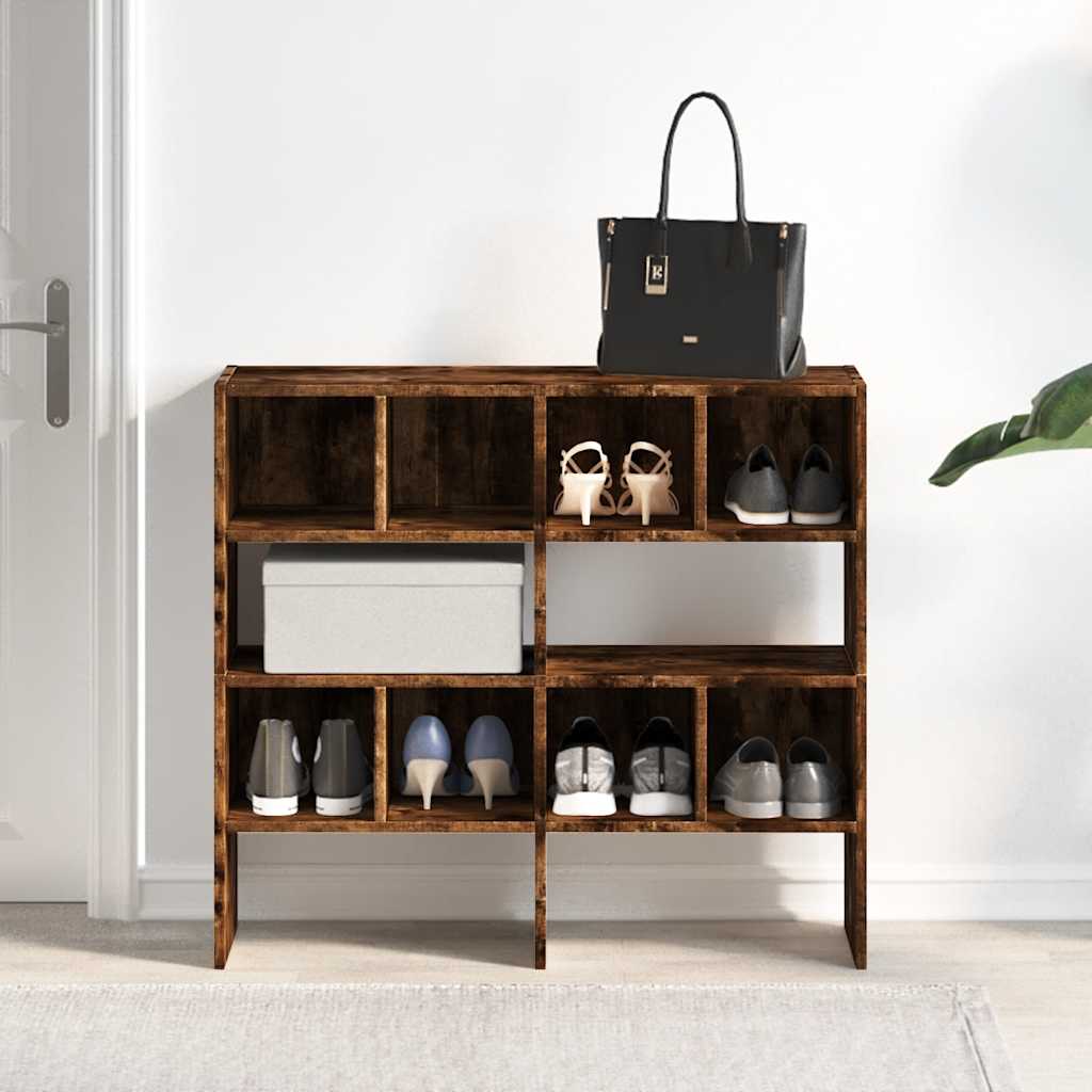 vidaXL Shoe Racks 2 pcs Stackable Smoked Oak 89.5x30x40 cm 3