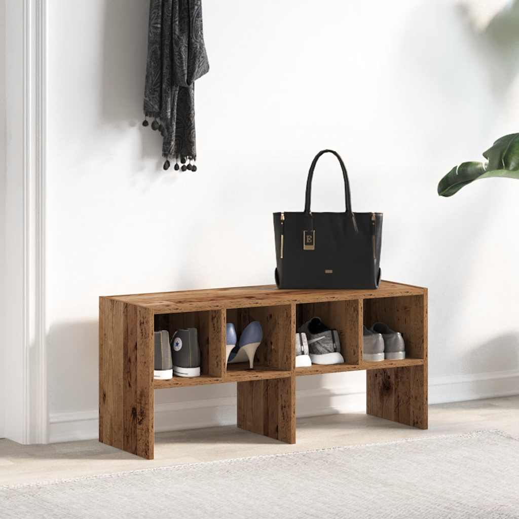 vidaXL Shoe Rack Stackable Old Wood 89.5x30x40 cm 3
