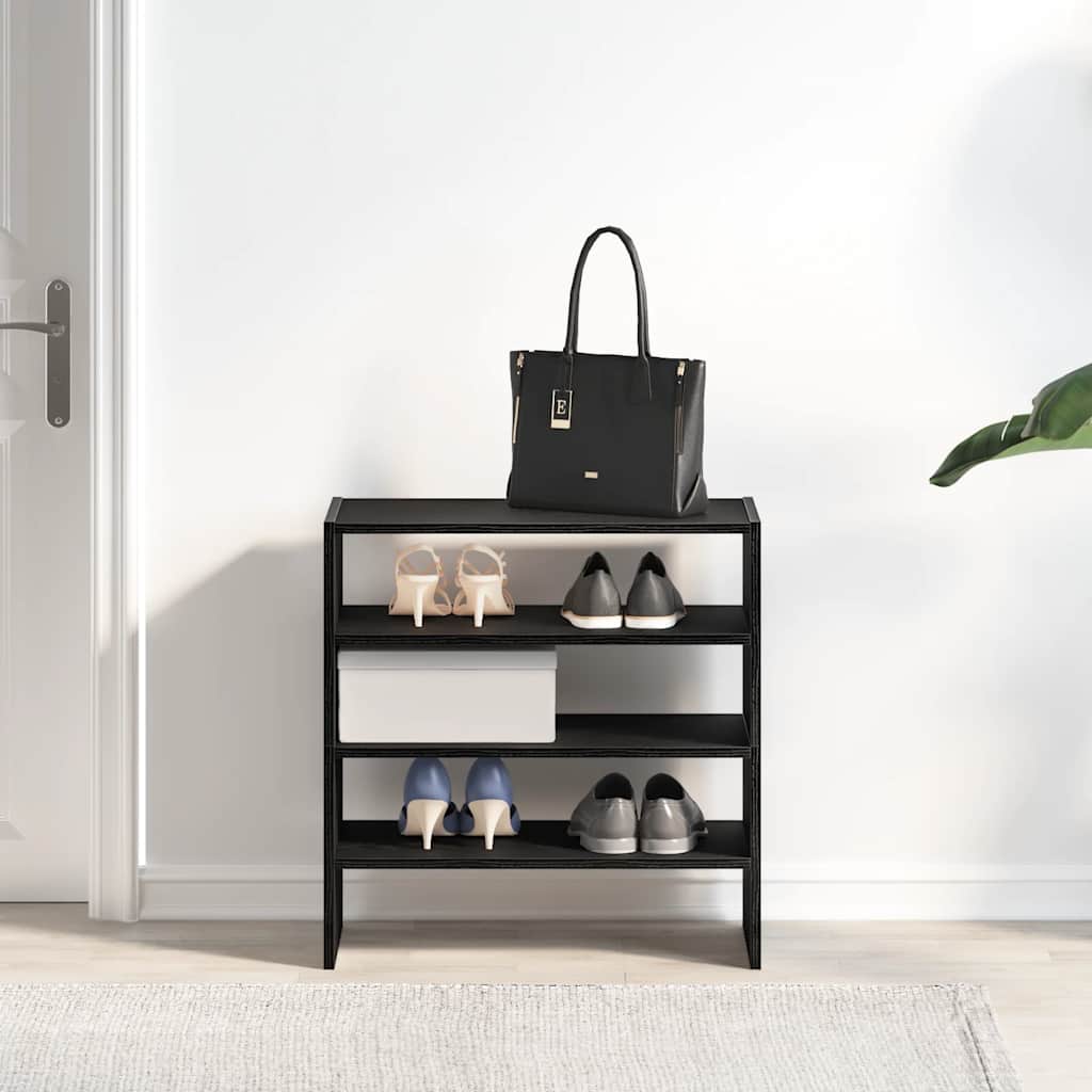 vidaXL Shoe Racks 2 pcs Stackable Black Oak 60x30x30.5 cm 3
