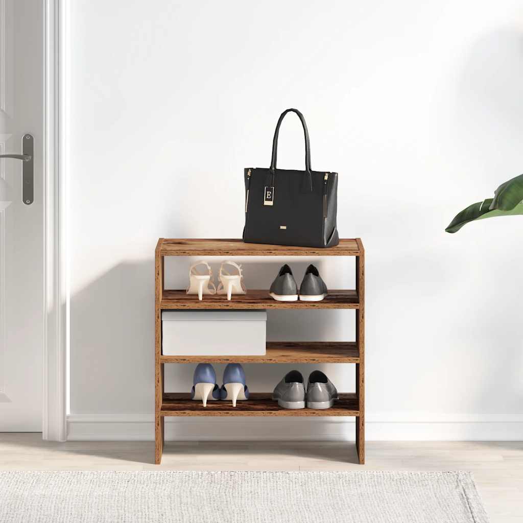 vidaXL Shoe Racks 2 pcs Stackable Old Wood 60x30x30.5 cm 3