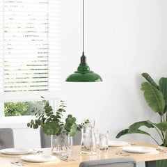 vidaXL Pendant Lamp Height Adjustable E27 Gloss Green Ø 31 cm Metal 3