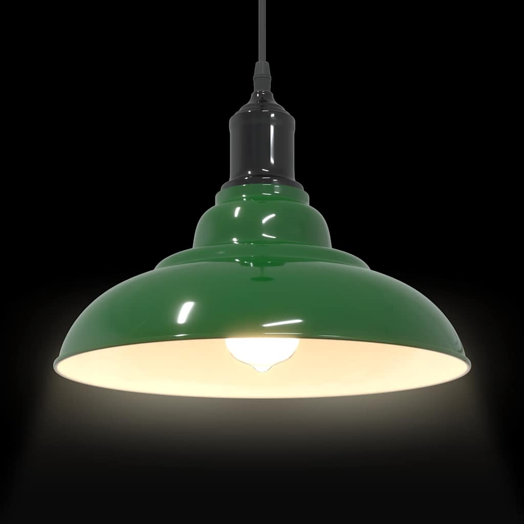 vidaXL Pendant Lamp Height Adjustable E27 Gloss Green Ø 31 cm Metal 6