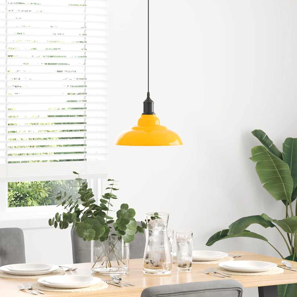 vidaXL Pendant Lamp Height Adjustable E27 Gloss Yellow Ø 31 cm Metal 3