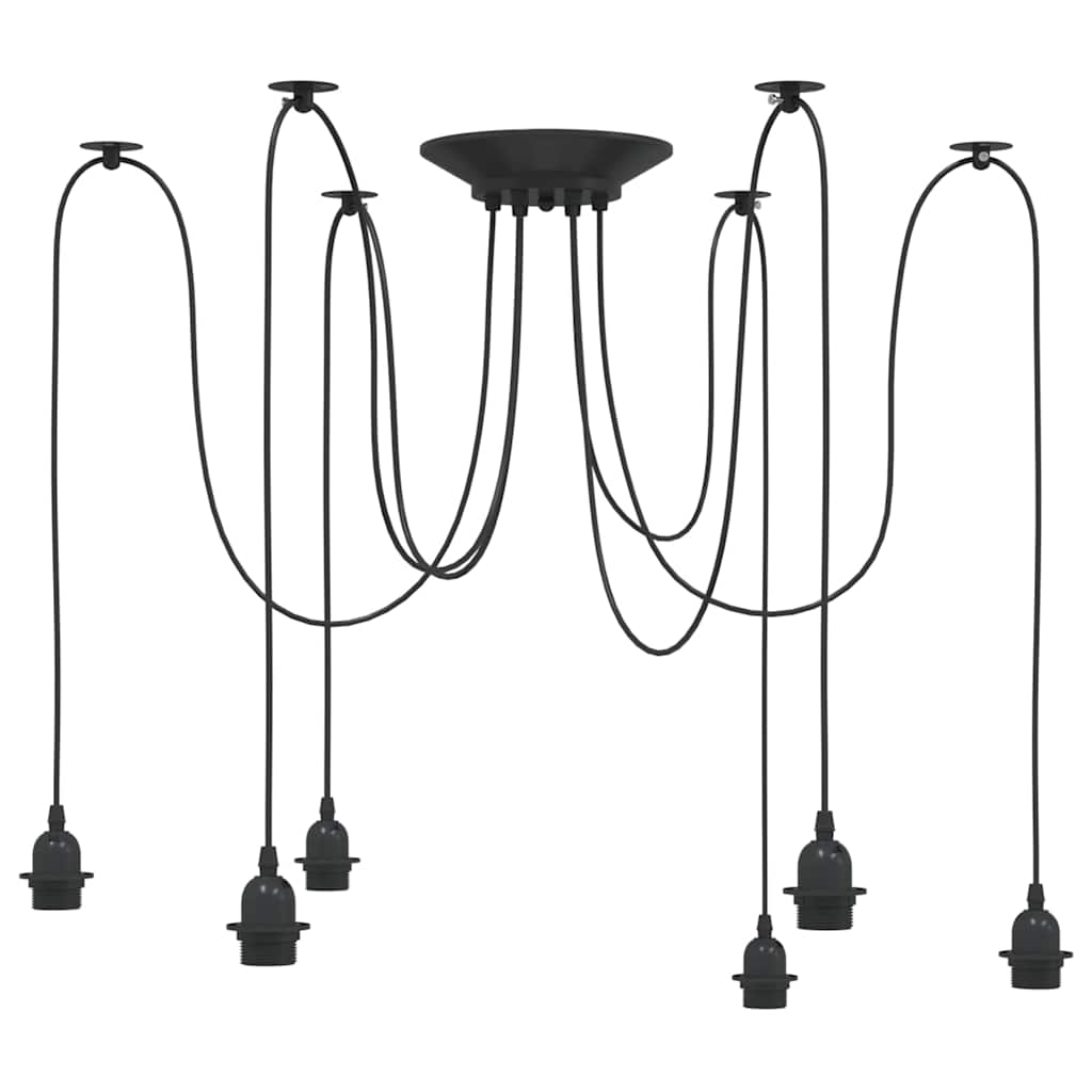vidaXL Pendant Lamp with 6 Lamp Holders E27 Black Metal 2