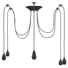 vidaXL Pendant Lamp with 6 Lamp Holders E27 Black Metal 5
