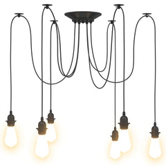 vidaXL Pendant Lamp with 6 Lamp Holders E27 Black Metal 6