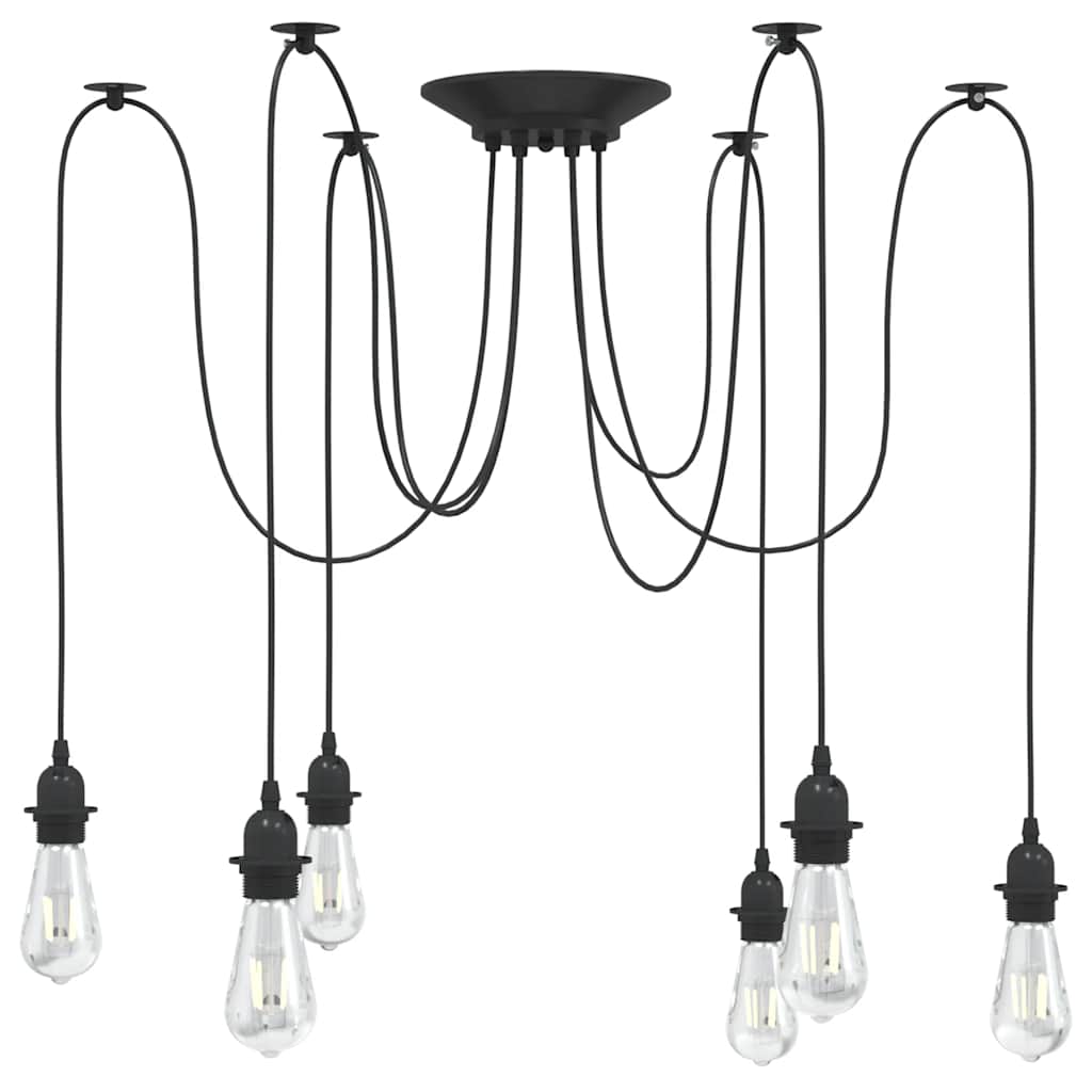 vidaXL Pendant Lamp with 6 Lamp Holders E27 Black Metal 1