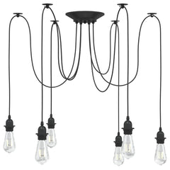 vidaXL Pendant Lamp with 6 Lamp Holders E27 Black Metal 1