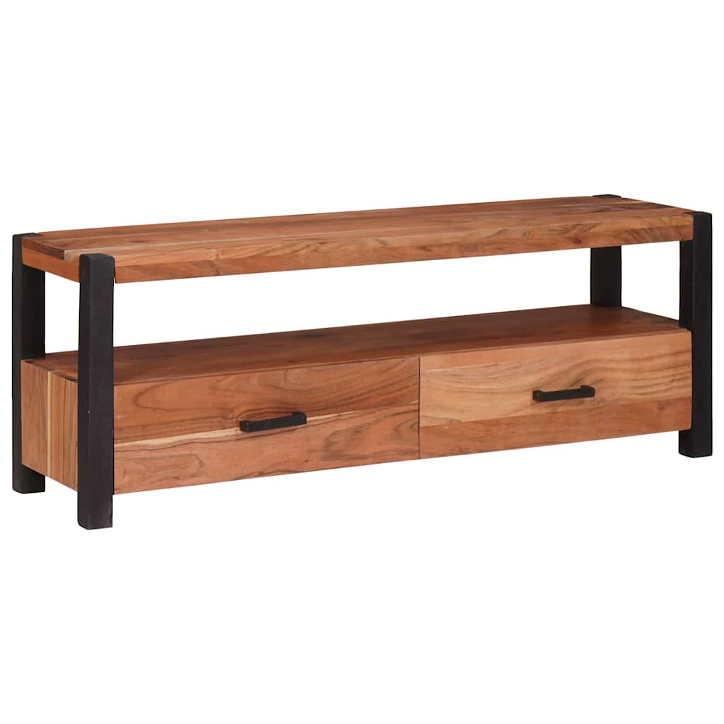 vidaXL TV Cabinet with Drawer Brown 110 x 30 x 40 cm Solid acacia wood 2