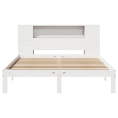 Bookcase Bed without Mattress Solid Wood Pine White 135 cm 190 cm