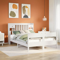 Bookcase Bed without Mattress Solid Wood Pine White 160 cm 200 cm