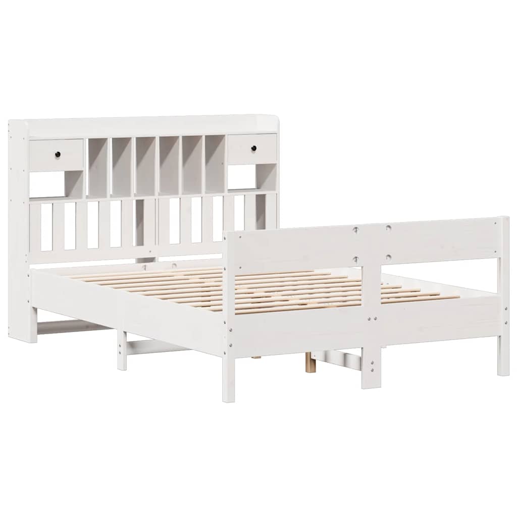 Bookcase Bed without Mattress Solid Wood Pine White 140 cm 200 cm