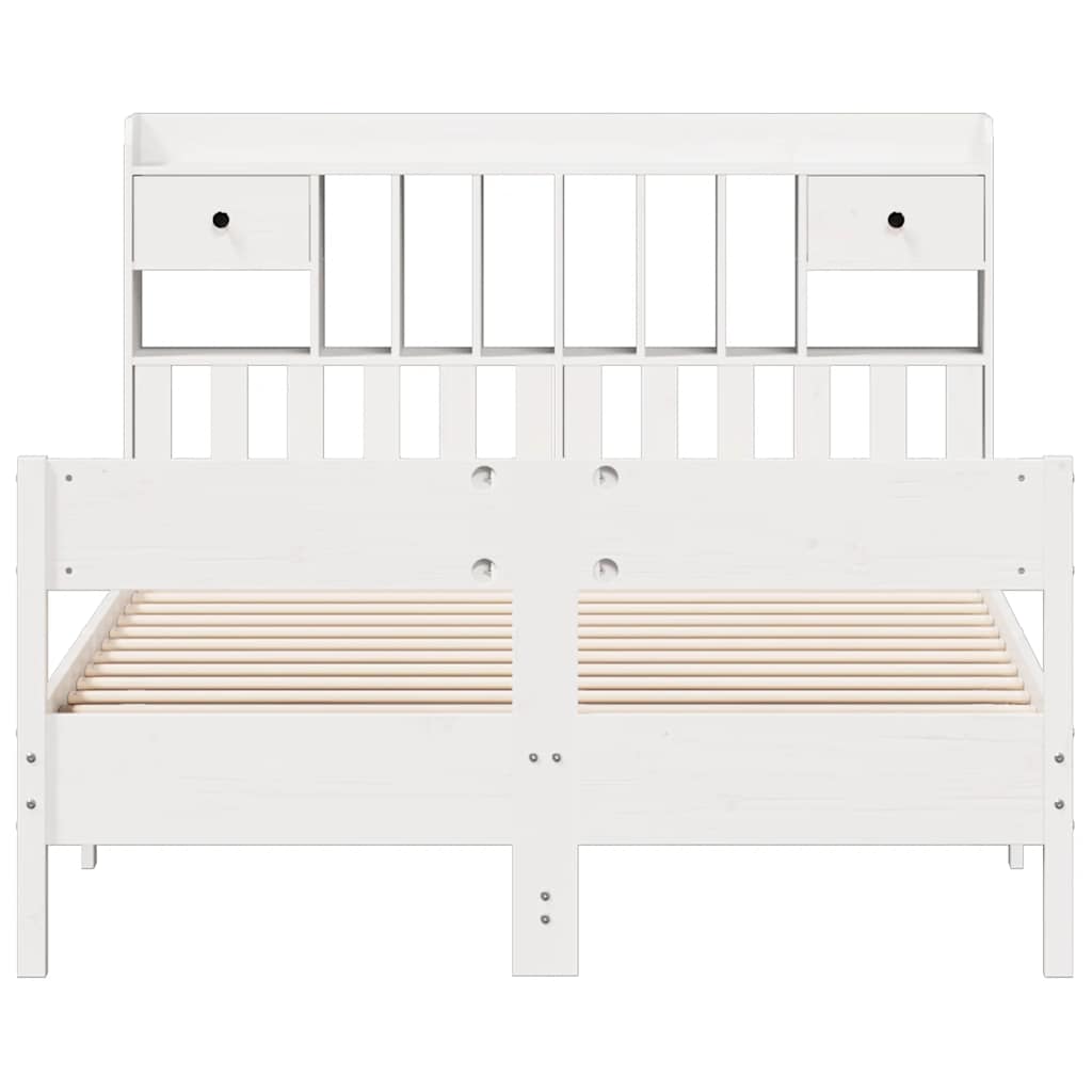 Bookcase Bed without Mattress Solid Wood Pine White 140 cm 200 cm