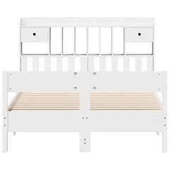 Bookcase Bed without Mattress Solid Wood Pine White 140 cm 200 cm