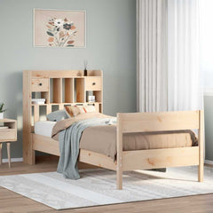 Bookcase Bed without Mattress Solid Wood Pine Natural 75 cm 190 cm