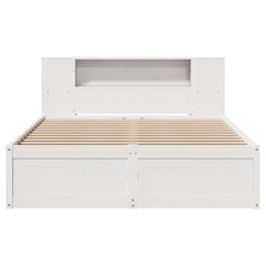 Bed Frame without Mattress Solid Wood Pine White 135 cm 190 cm