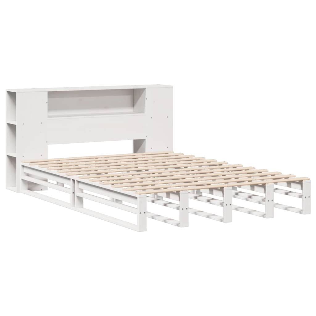 Bookcase Bed without Mattress Solid Wood White 150 cm 200 cm