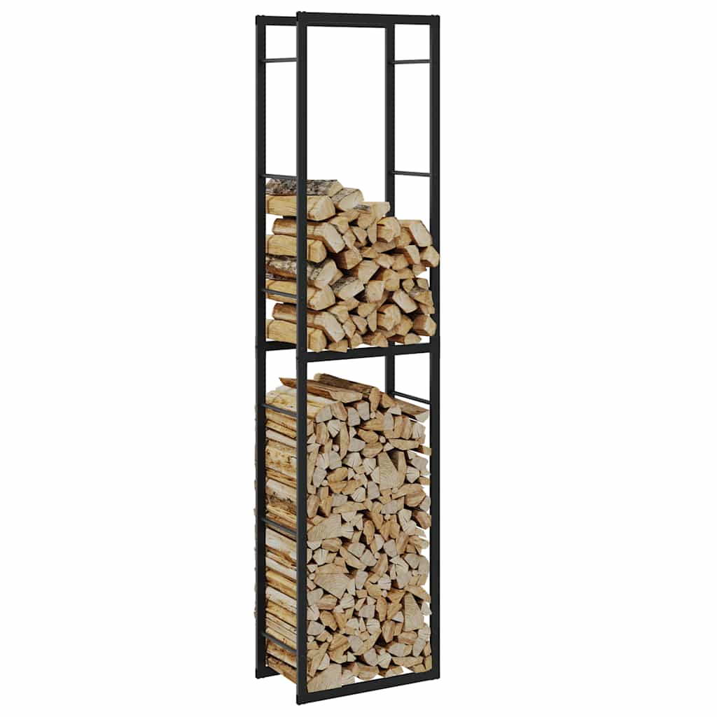 Firewood Rack Black Steel 50 cm 209 cm