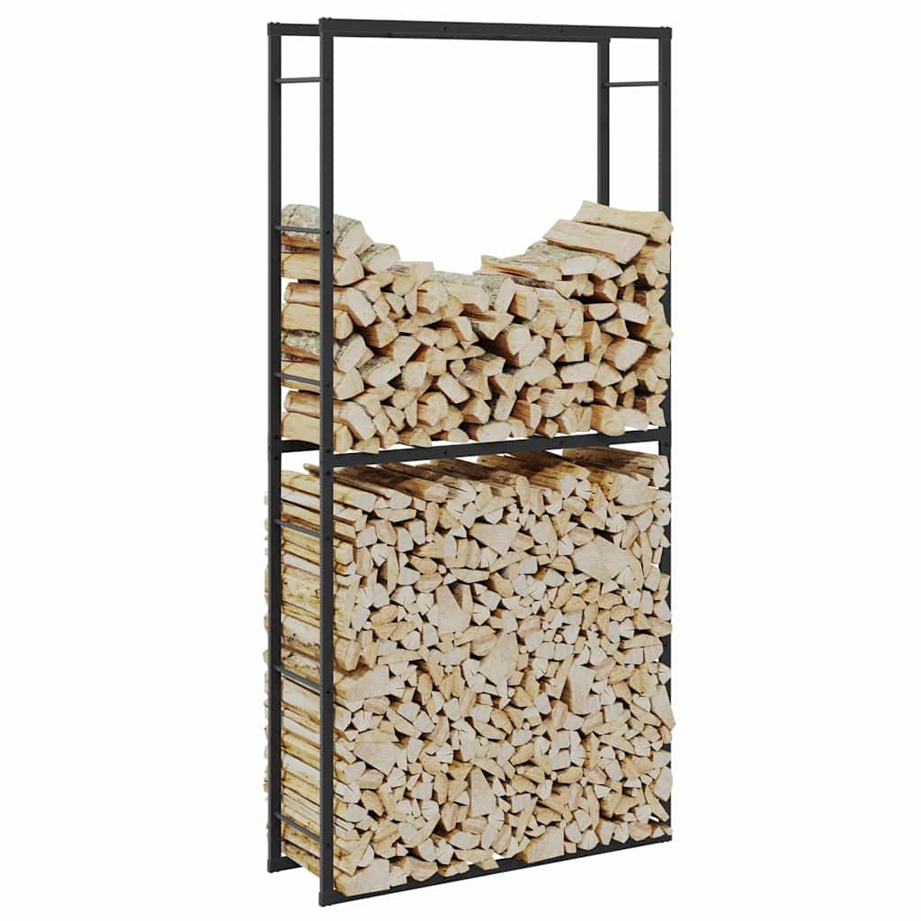 Firewood Rack Black Steel 100 cm 209 cm