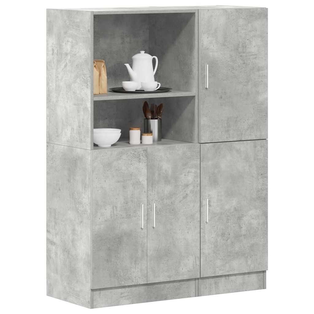 2 Piece Kitchen Cabinet Set Engineered Wood Concrete grey