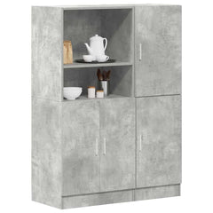 2 Piece Kitchen Cabinet Set Engineered Wood Concrete grey