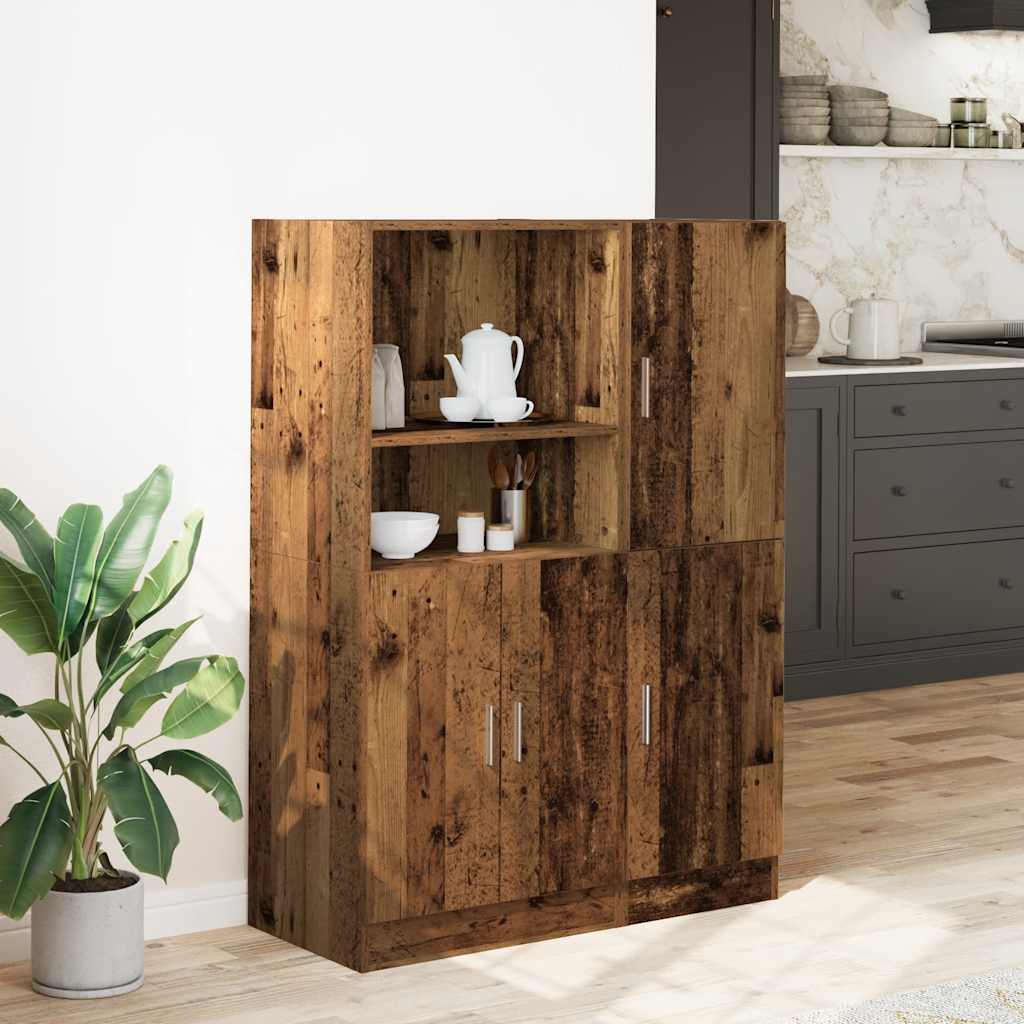 2 Piece Kitchen Cabinet Set Engineered Wood Old wood