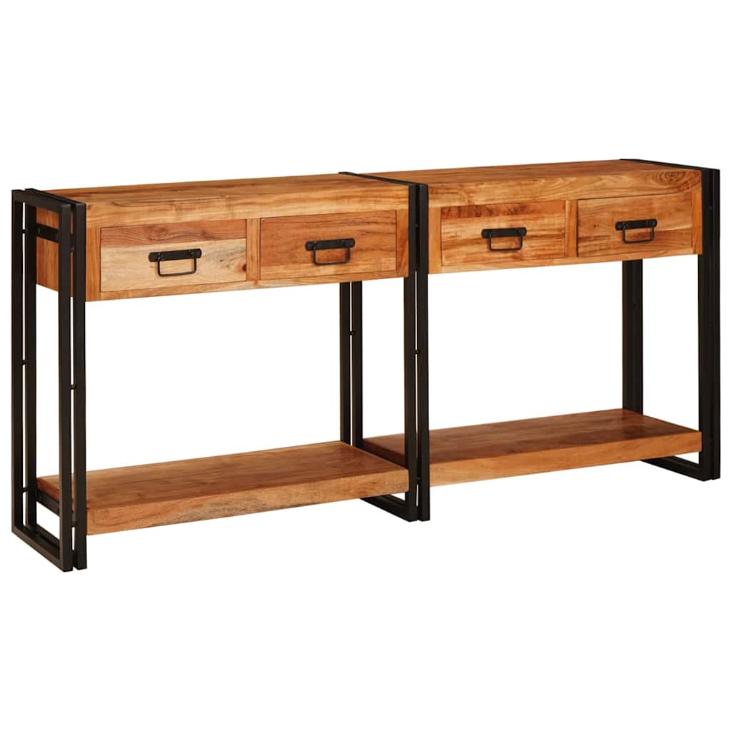 Console Tables 2 pcs Brown 161 x 33 x 75 cm 160 cm Solid acacia wood