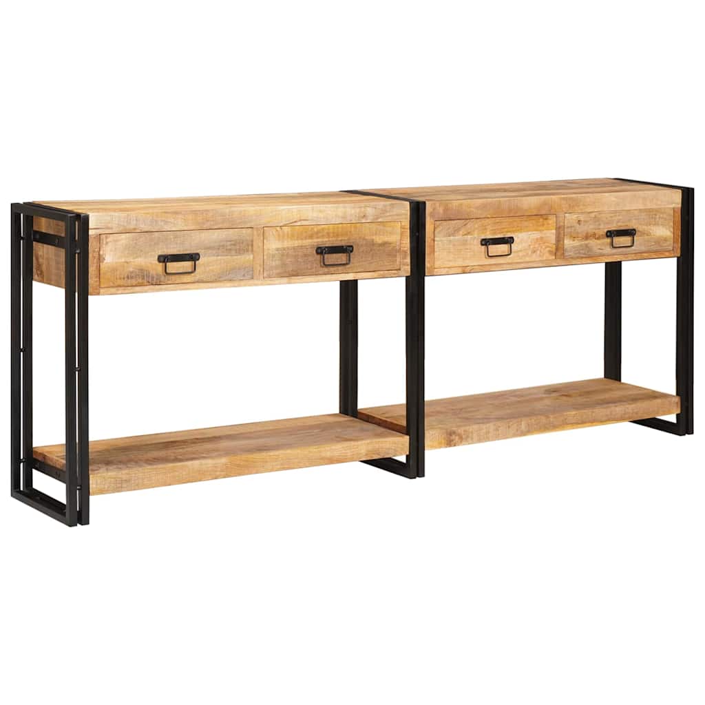 Console Tables 2 pcs Brown 161 x 33 x 75 cm 200 cm Solid rough mango wood