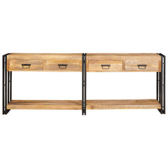 Console Tables 2 pcs Brown 161 x 33 x 75 cm 200 cm Solid rough mango wood