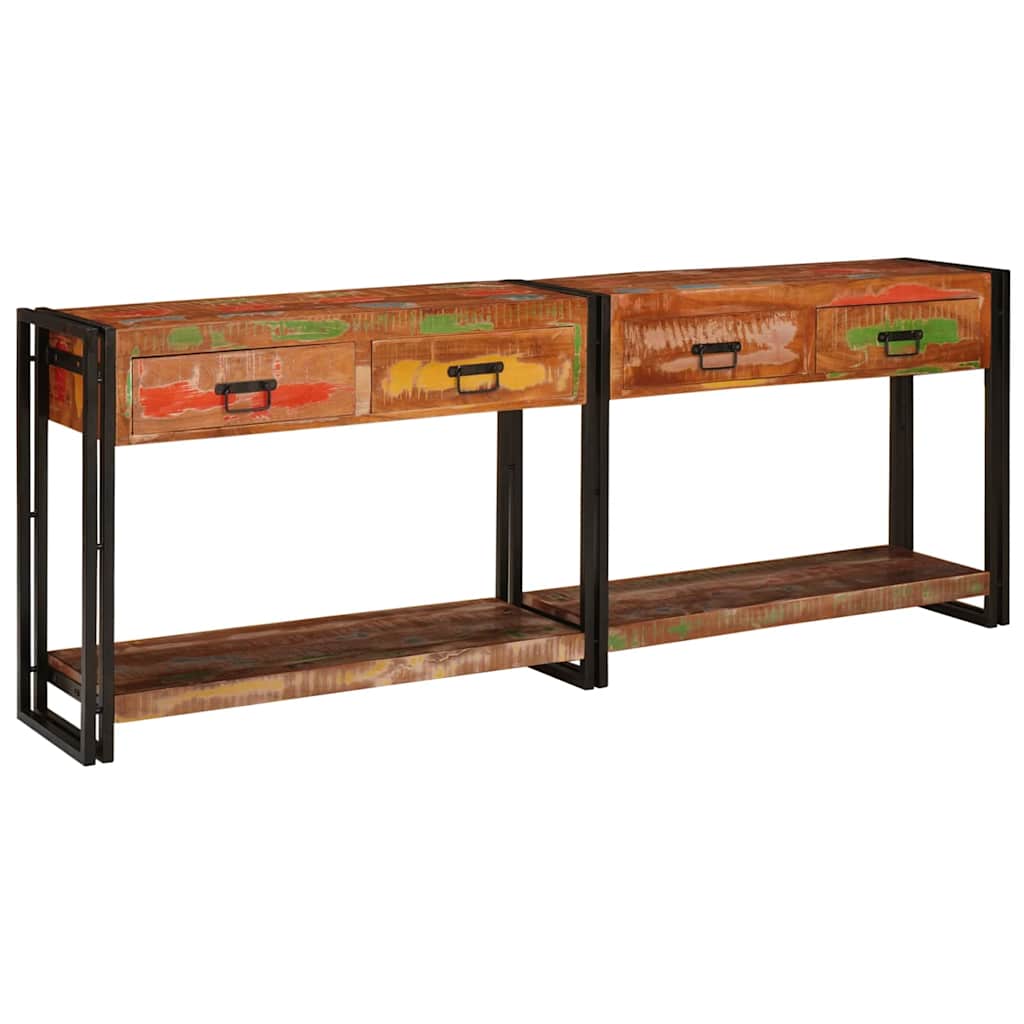 Console Tables 2 pcs Brown 161 x 33 x 75 cm 200 cm Solid reclaimed wood
