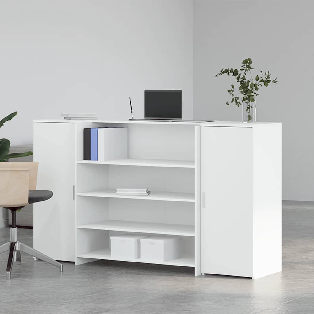 Reception Desk 200x50x103,5 cm Engineered Wood White 180 x 50 x 103.5 cm