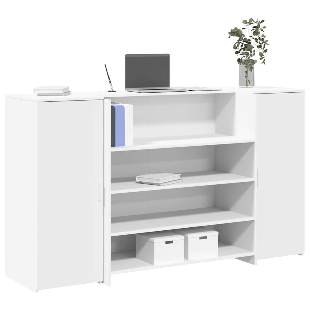 Reception Desk 200x50x103,5 cm Engineered Wood White 180 x 50 x 103.5 cm
