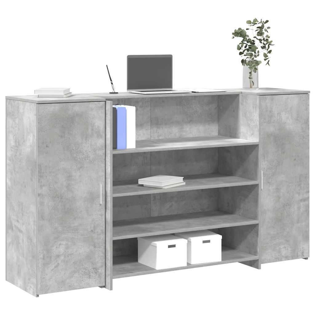 Reception Desk 200x50x103,5 cm Engineered Wood Concrete grey 180 x 50 x 103.5 cm