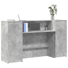 Reception Desk 200x50x103,5 cm Engineered Wood Concrete grey 180 x 50 x 103.5 cm