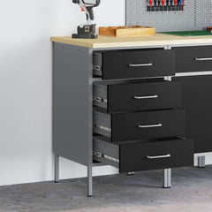 Work Bench with Drawer and Grey 50 x 55 x 85 cm Black with 4 drawers
