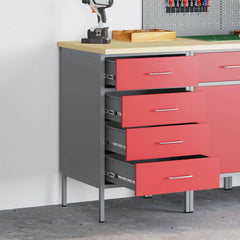 Work Bench with Drawer and Grey 50 x 55 x 85 cm Red with 4 drawers