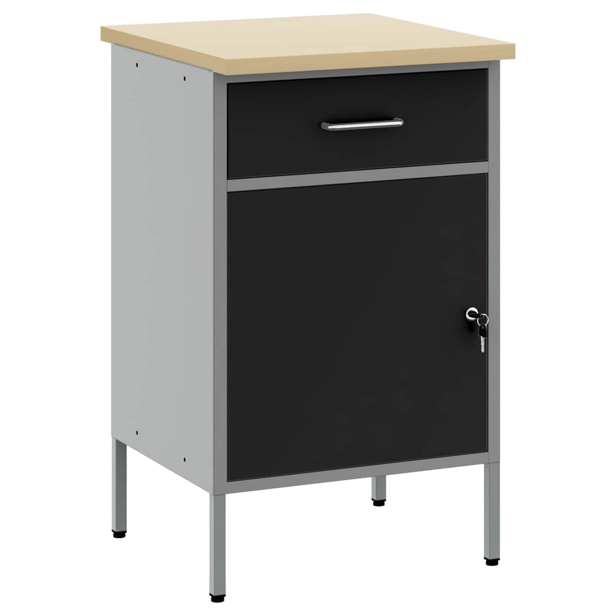 Work Bench with Drawer and Grey 50 x 55 x 85 cm Black with 1 drawer &1 door