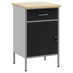 Work Bench with Drawer and Grey 50 x 55 x 85 cm Black with 1 drawer &1 door