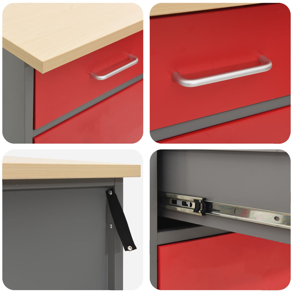 Work Bench with Drawer and Grey 50 x 55 x 85 cm Red with 1 drawer &1 door