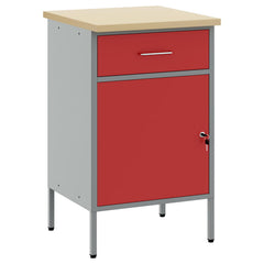 Work Bench with Drawer and Grey 50 x 55 x 85 cm Red with 1 drawer &1 door