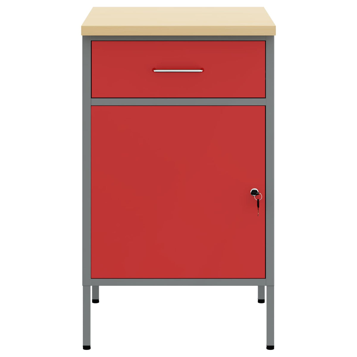 Work Bench with Drawer and Grey 50 x 55 x 85 cm Red with 1 drawer &1 door