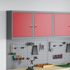 vidaXL Tool Cabinet with Shelf with Lock Red and Grey 50 x 20 x 55 cm 1