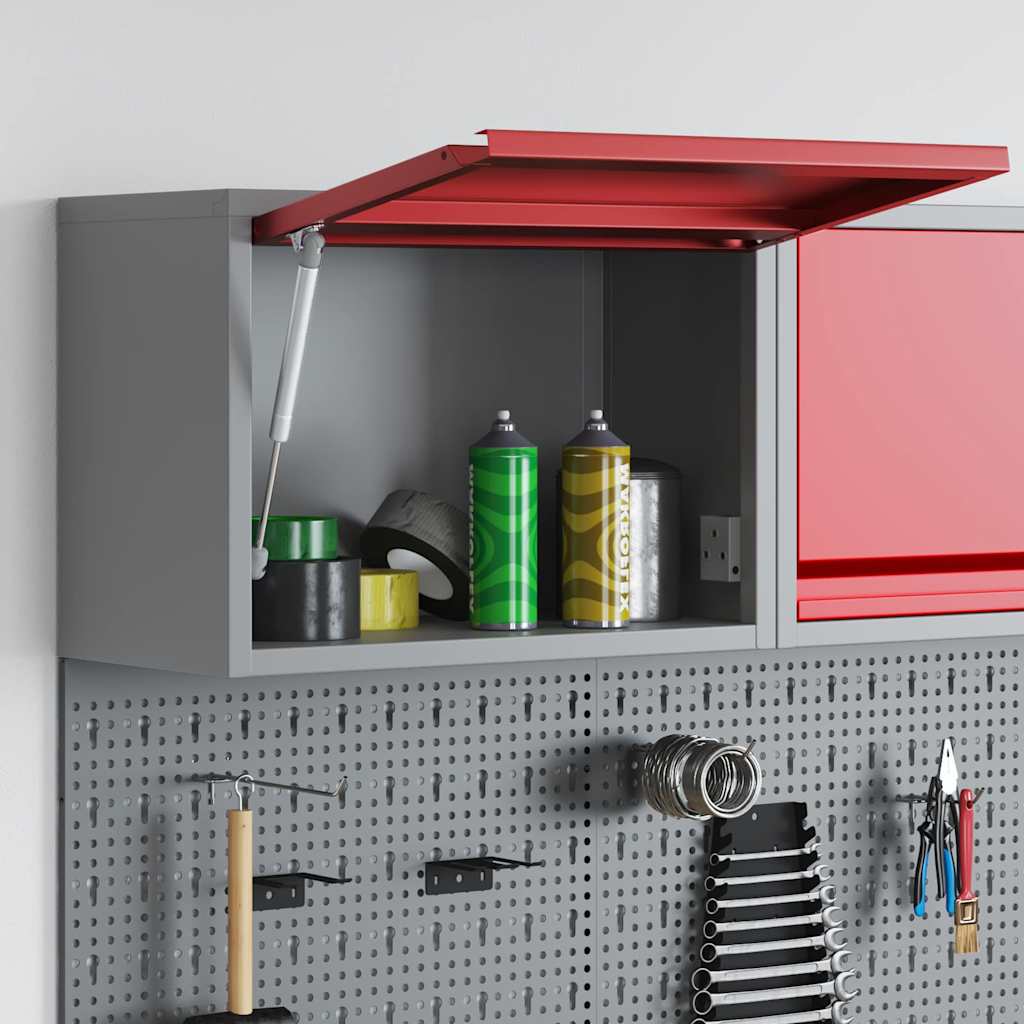 vidaXL Tool Cabinet with Storage Red and Grey 50 x 25 x 35 cm 3