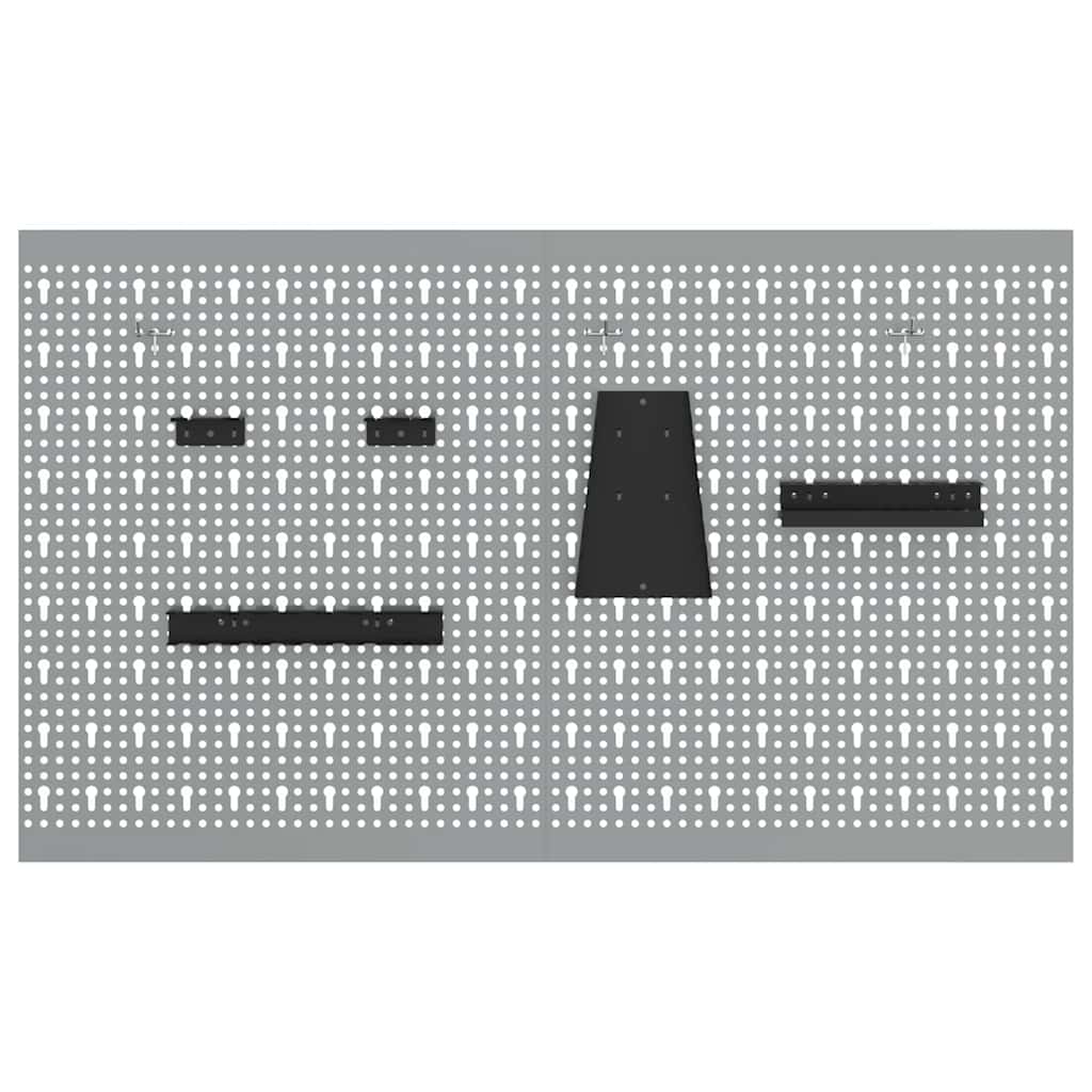 vidaXL Tool Wall Panel 2 pcs Grey 100 x 1 x 60 cm Steel 6